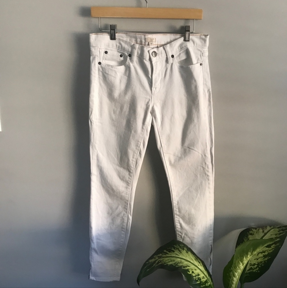 J Crew White Toothpick Zip Ankle Jeans